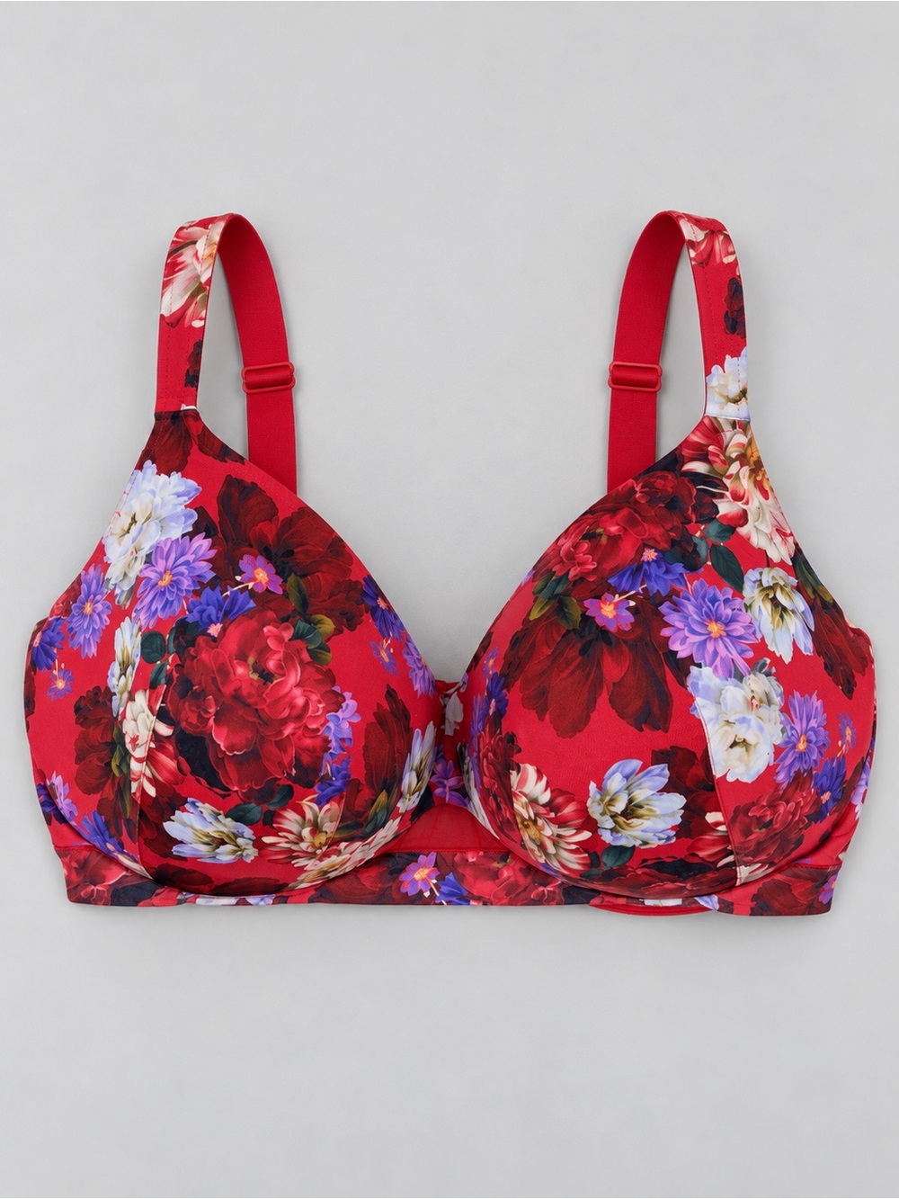 Cacique Floral Lightly Lined Full Coverage Underwire Bra 50G Red